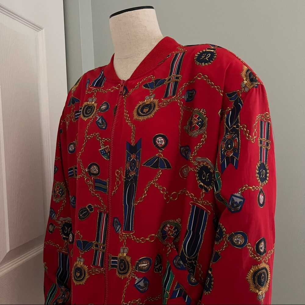 Alfred Dunner Vintage Silky Polyester Zip Up Jacket Shoulder Pads Size 18 - Picture 10 of 16